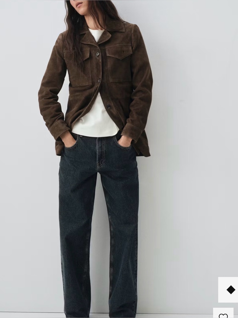 Mango 100% Suede Jacket with Pockets, Medium